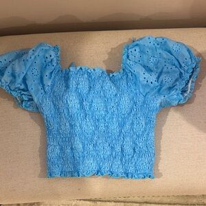 Blue Smocked Women's Top
